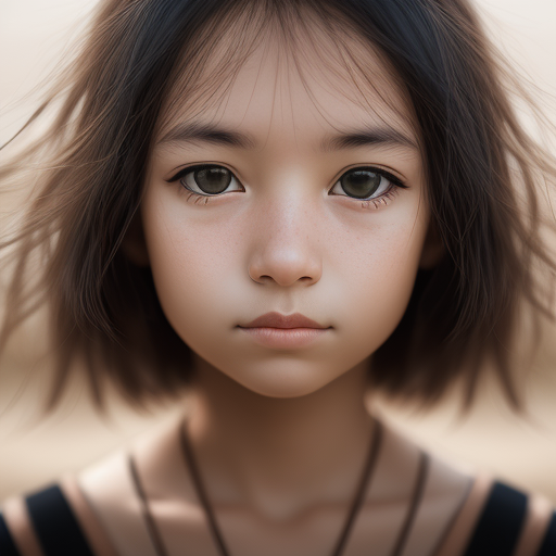 Young girl with short hair and captivating eyes.